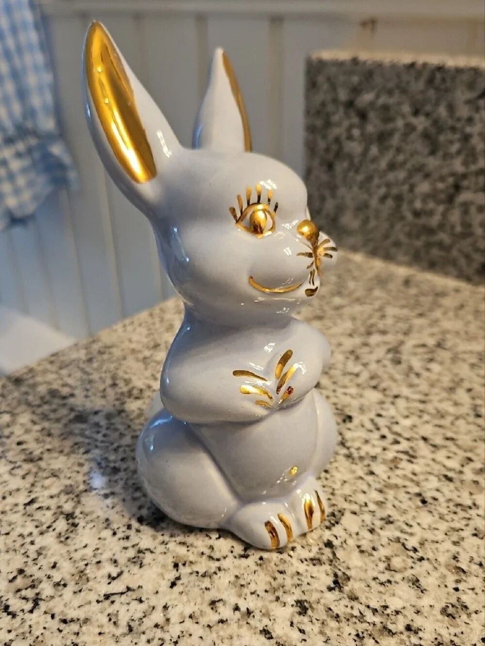 VTG 60s Blue Bunny Cotton Ball Dispenser